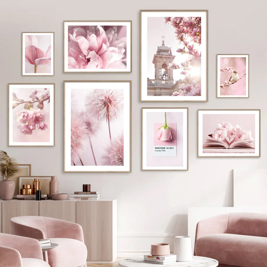 Home Cinema Wall Art - Printemps Rose pivoine Sakura pissenlit orchidée
