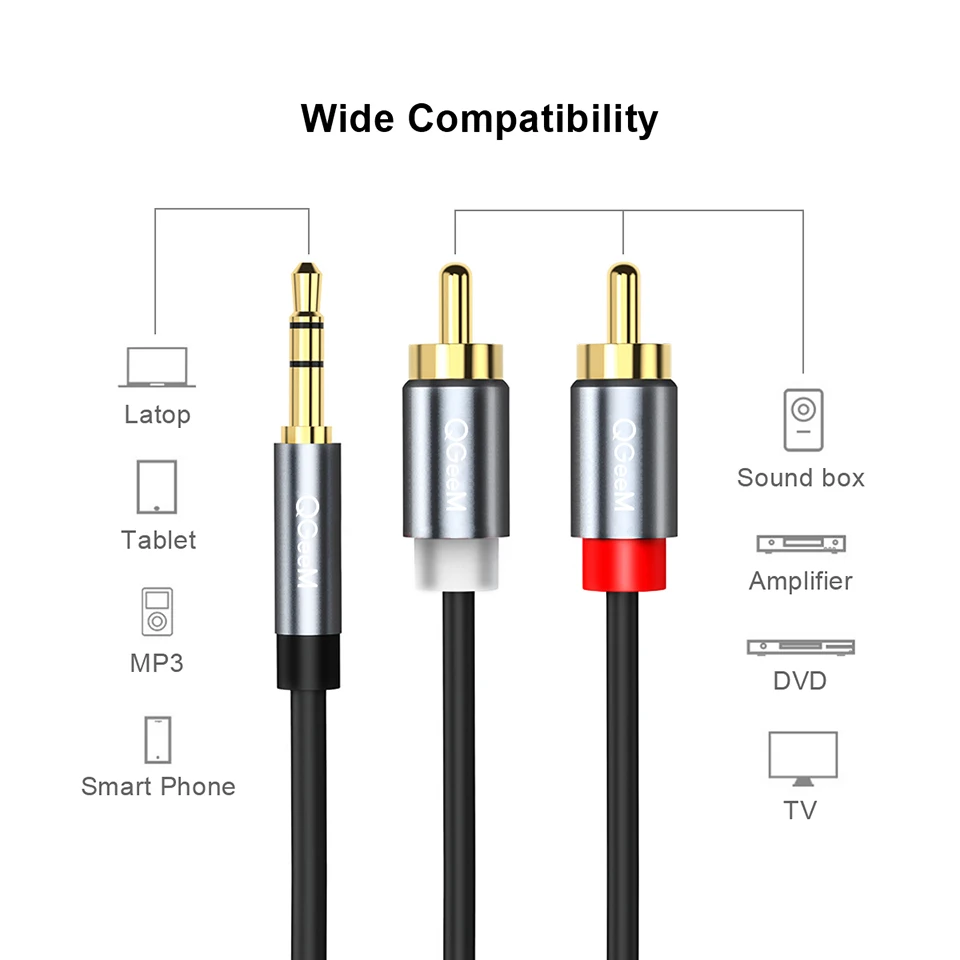 Câble RCA QGeeM 2RCA vers 3.5m - Home Cinema Beamer avis et prix